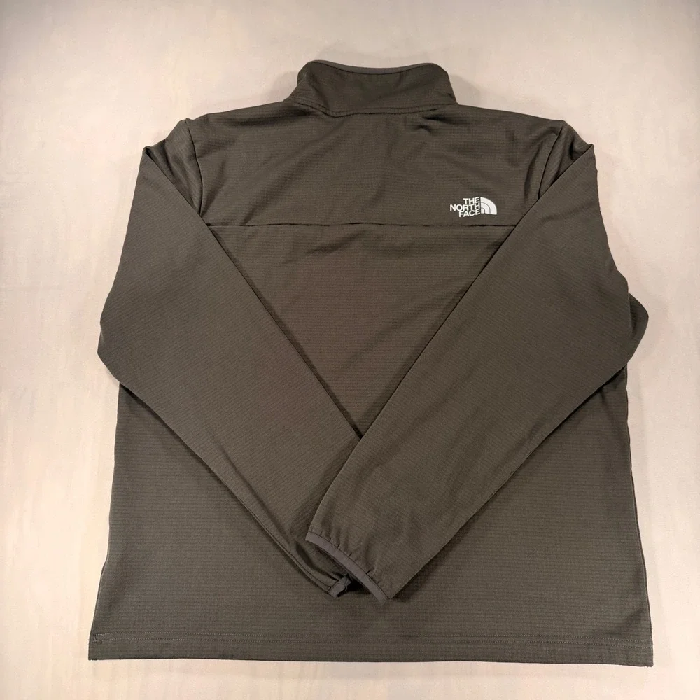 The North Face Pullover Men L Gray Grid Fleece Quarter Zip Active Top